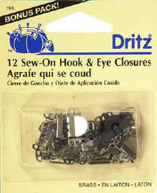 Nickel 2-Count Dritz 92-66 Sew-On Wide Hook & Eye Closures 