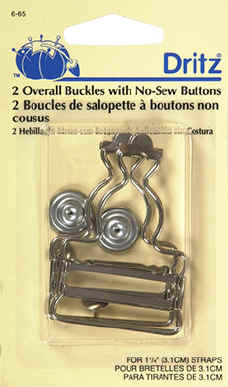 Dritz- Overall Buckles with No Sew Buttons, 1 1/4 Silver