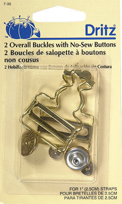 Dritz No Sew Dungaree Buttons 5/8 4/Pkg Antique Brass.