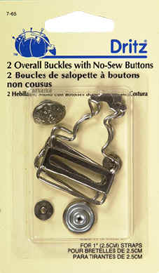 Nickel Overalls Buckles With No-Sew Buttons - 1 1/4