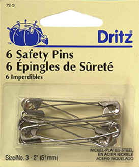 Dritz Nickel Safety Pins Size 3-2 - 5ct - Safety Pins - Pins & Needles -  Notions