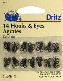 Size 0 14-Count Dritz 90-0-1 Hook & Eye Closures Black