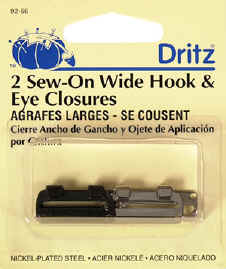 Nickel 2-Count Dritz 92-66 Sew-On Wide Hook & Eye Closures 